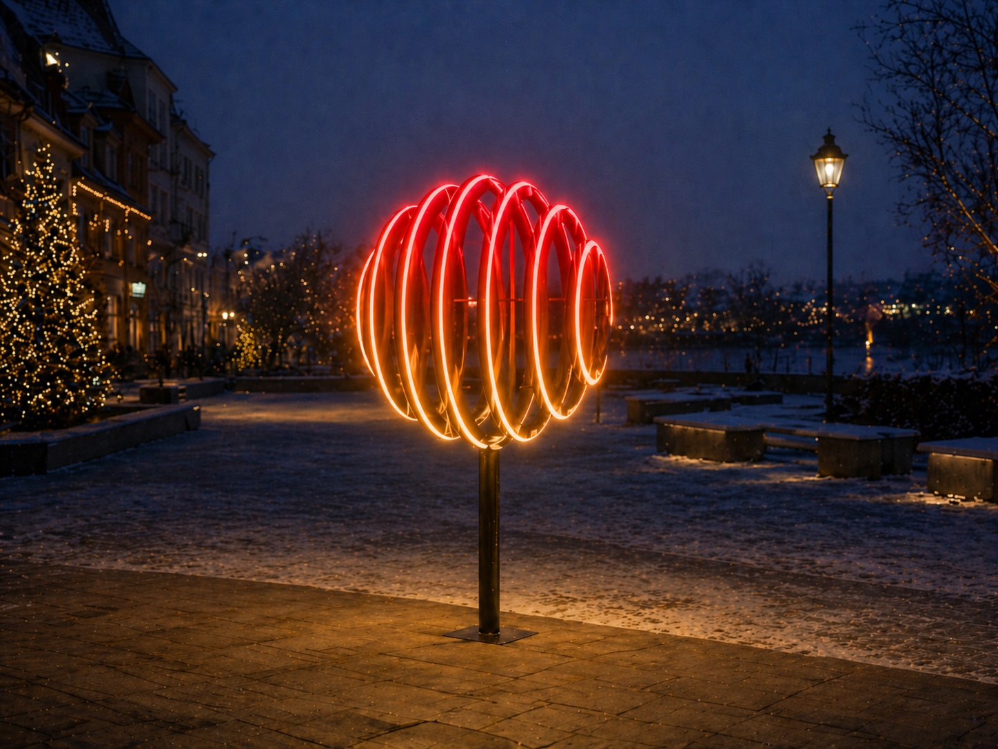 Illuminated Bauble concept in warm ambient light